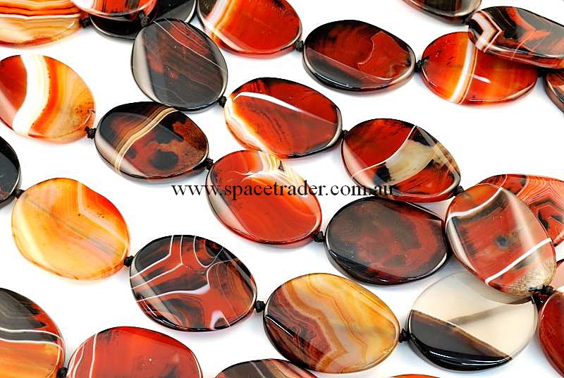 Agate - 32x42mm Oval Dream Agate Bead in 9 Pcs a Strand