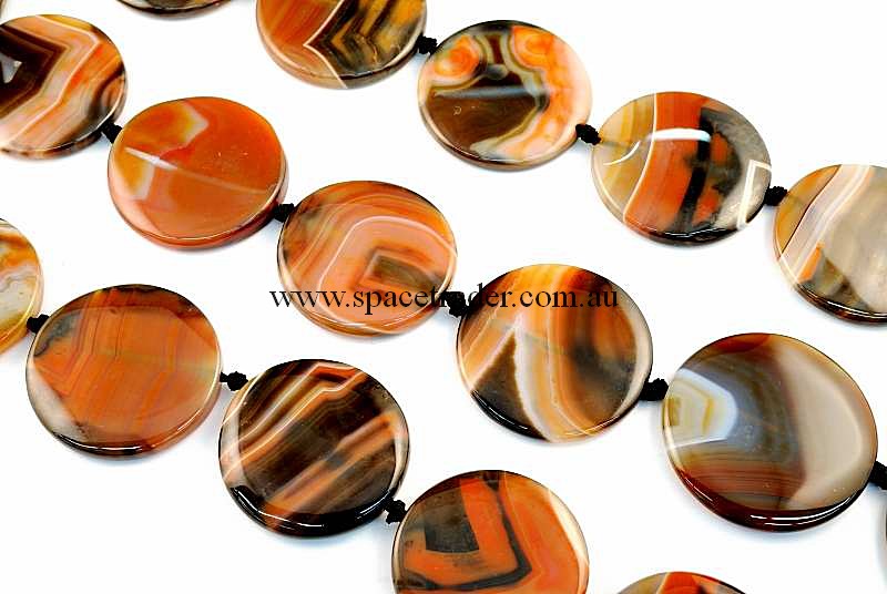 Agate - 38mm Circle Dream Agate Bead in 9 Pcs a Strand