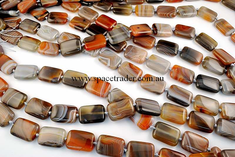 Agate - 18x25mm Puffed Rectangle New Botswana Agate in 15 Pcs a Strand