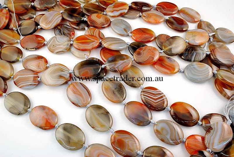 Agate - 20x30mm Puffed Oval New Botswana Agate in 12 Pcs a Strand