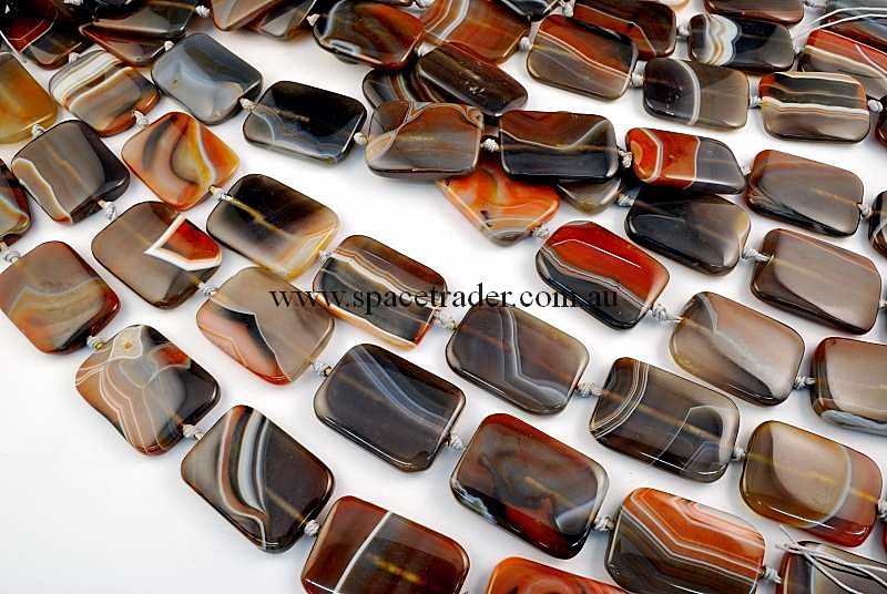 Agate - 26x35mm Rectangle New Botswana Agate in 10 Pcs a Strand