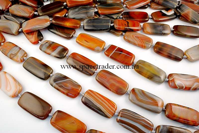 Agate - 20x40mm Rectangle New Botswana Agate in 9 Pcs a Strand