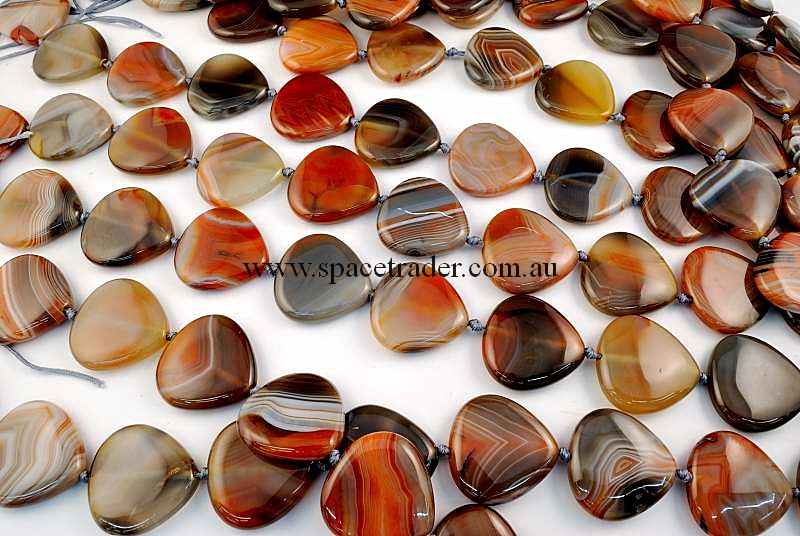 Agate - 30x30mm Pear New Botswana Agate in 12 Pcs a Strand