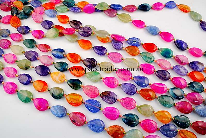 Agate - 13x18mm Teardrop Mixed Colour Crackle Agate in 20 Pcs a Strand