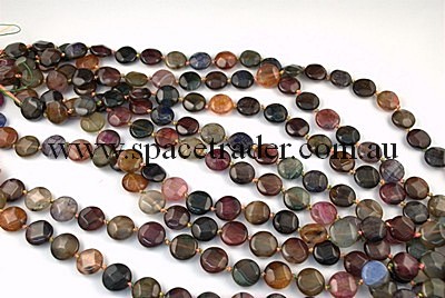 Agate - 14mm Faceted Circle Multi-colour Crackle Agate in Dye Colour in 25 Pcs a Strand