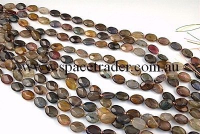 Agate - 12x16mm Faceted Oval Multi-colour Crackle Agate in Dye Colour in 22 Pcs a Strand