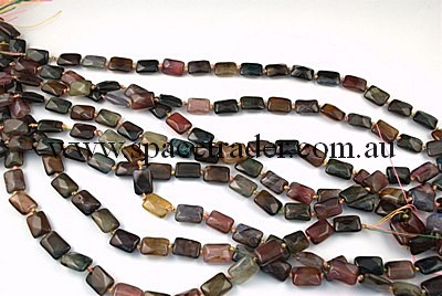 Agate - 10x14mm Faceted Rectangle Cursion Multi-colour Crackle Agate in Dye Colour in 25 Pcs a Strand