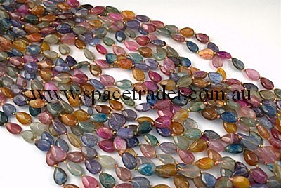 Agate - 10x14mm Faceted Teardrop Multi-colour Crackle Agate in Dye Colour in 24 Pcs a Strand