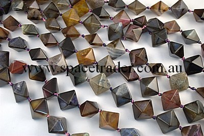 Agate - 20x20x24mm Square Pyramid Multi-colour Agate in 15 Pcs a Strand