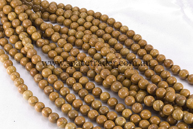 04mm Plain Round Brown Wood Jasper Bead - 40cm strands