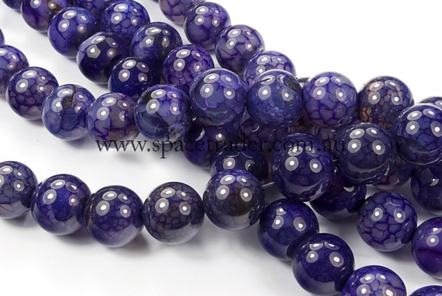 06mm Plain Round Crackle Indigo Aate Bead - 40cm strands