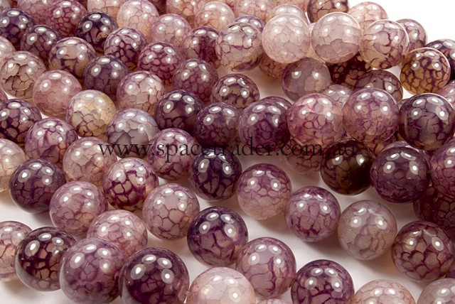 06mm Plain Round Crackle Purple Agate Bead - 40cm strands