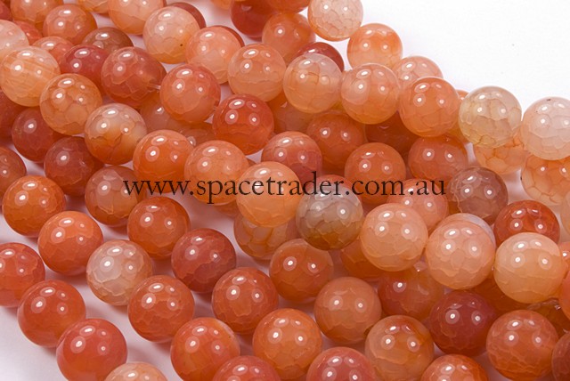 06mm Plain Round Crackle Red Agate Bead - 40cm strands