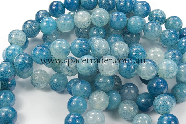 06mm Plain Round Crackle Sky Blue Agate Bead - 40cm strands