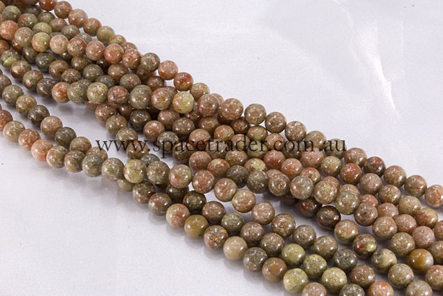 04mm Plain Round Chinese Unakite Bead - 40cm strands