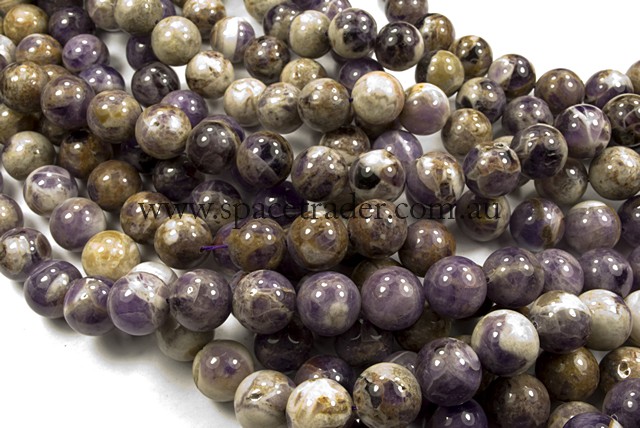 04mm Plain Round Flower Amethyst Bead - 40cm strands