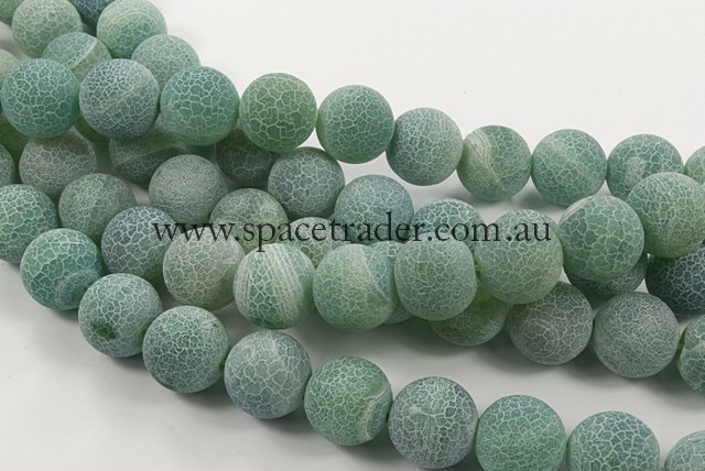 04mm Plain Round Frosted Fire Green Agate Bead - 40cm strands