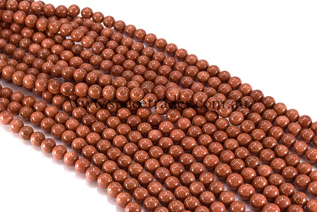 04mm Plain Round Gold Sand Stone (Brown) Bead - 40cm strands