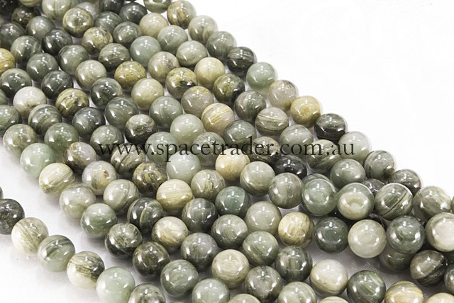 04mm Plain Round Green Line Quartz Bead - 40cm strands