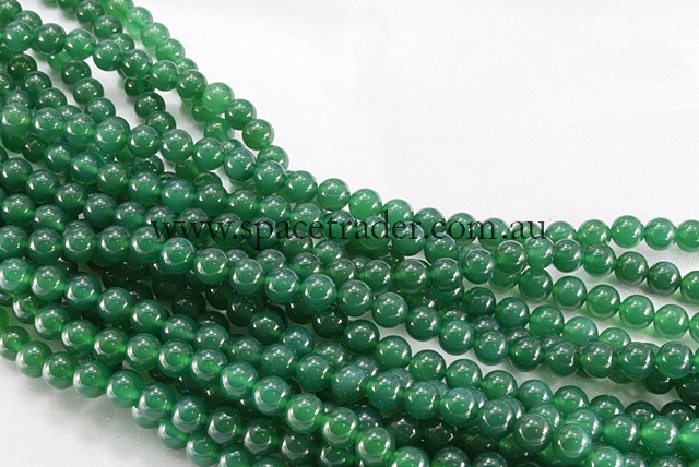 04mm Plain Round Green Agate Bead - 40cm strands