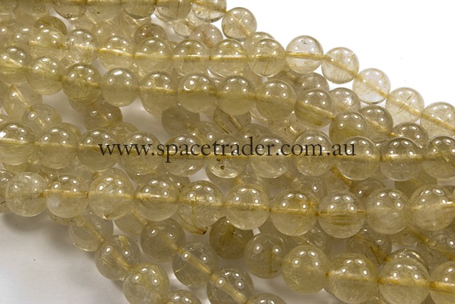 04mm Plain Round Gold Rutilated Quartz Bead - 40cm strands