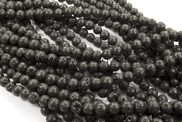 04mm Plain Round Lava (Black) Bead - 40cm strands