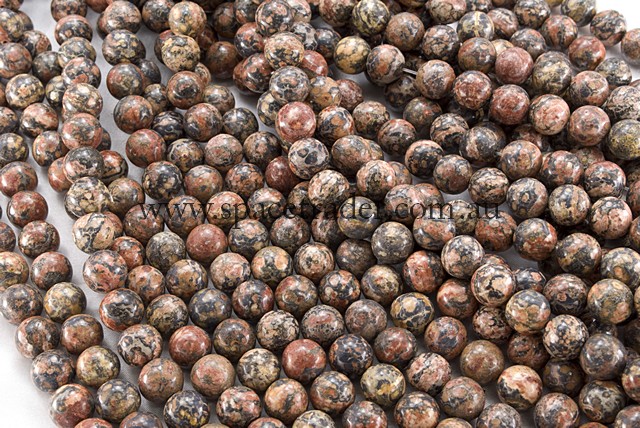 04mm Plain Round Leopard Skin Jasper Bead - 40cm strands