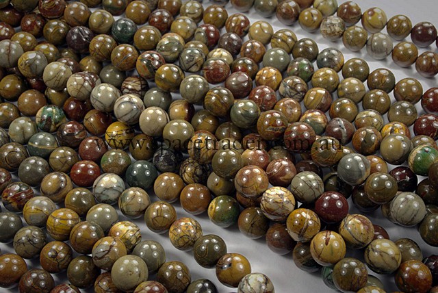 04mm Plain Round Multi-Colour Picasso Jasper Bead - 40cm strands