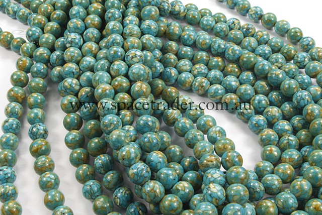 06mm Plain Round New Flower Turquoise Colour:1 Bead - 40cm strands