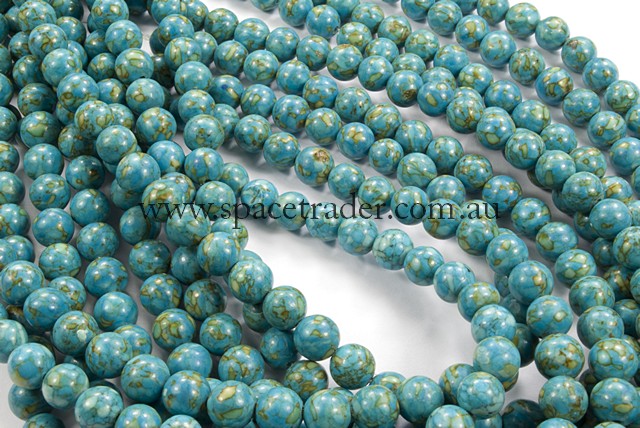 06mm Plain Round New Flower Turquoise Colour:2 Bead - 40cm strands