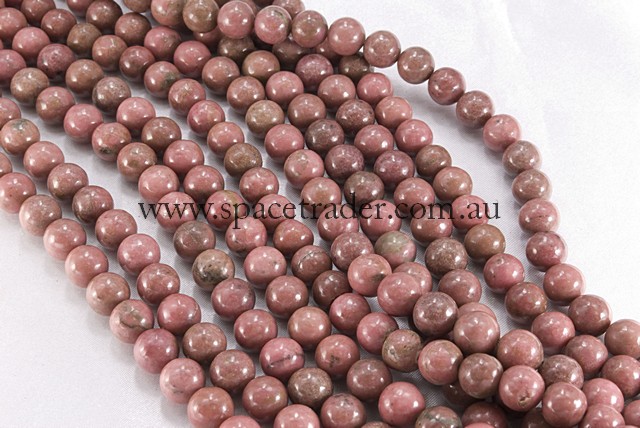 10mm Plain Round Pink Wood Jasper Bead - 40cm strands