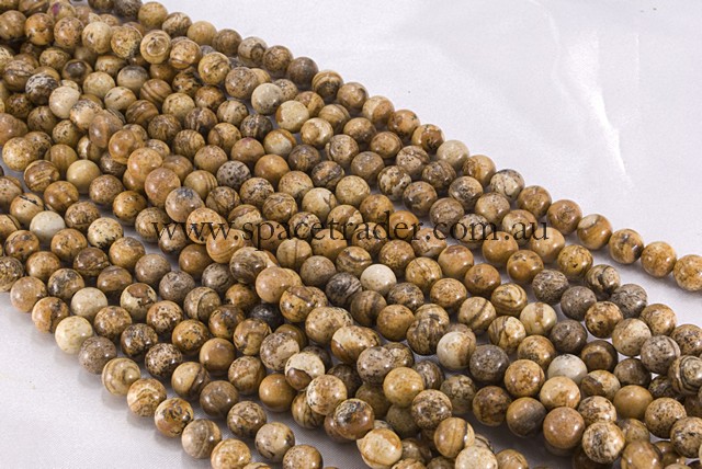 04mm Plain Round Picture Jasper Bead - 40cm strands