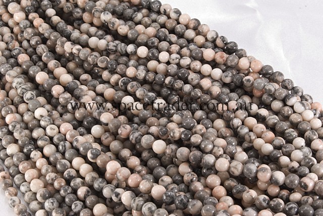 04mm Plain Round Pink Zebra Jasper Bead - 40cm strands