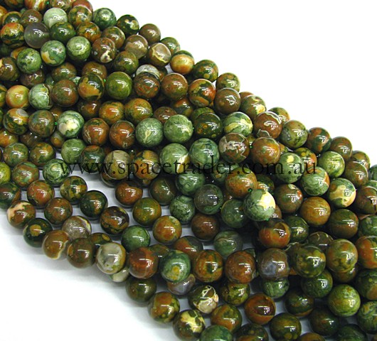 10mm Plain Round Rhyolite Bead - 40cm strands