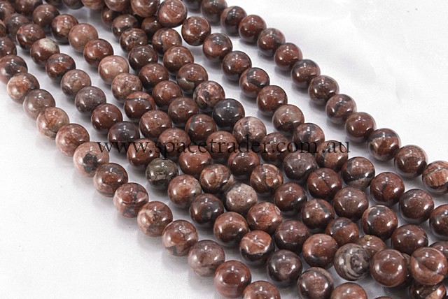 04mm Plain Round Red Picture Jasper Bead - 40cm strands