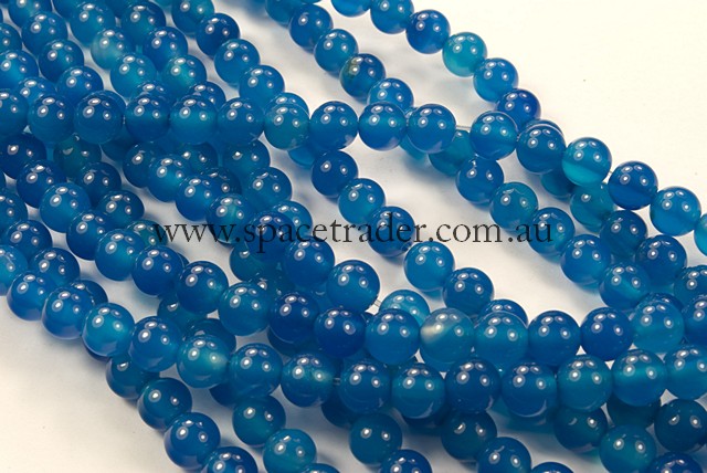 04mm Plain Round Sky Blue Agate Bead - 40cm strands