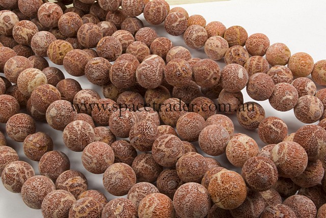 12mm Plain Round Sponge Coral (Matt) Bead - 40cm strands