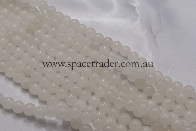 04mm Plain Round White Jade Bead - 40cm strands