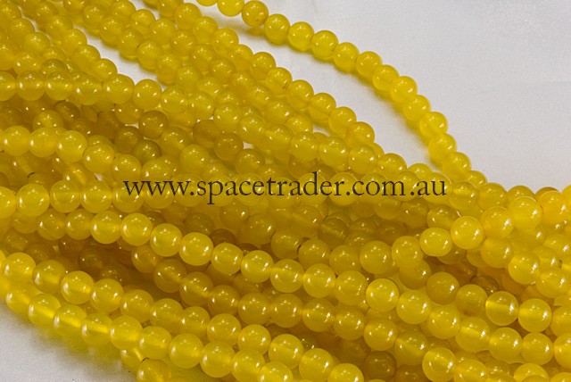 04mm Plain Round Yellow Agate Bead - 40cm strands