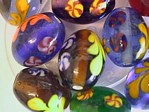 glass - mix - 4558 - 12 x 16mm oval with leaf pattern mix x 1kg