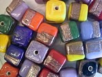 glass - mix - 4562 - 10mm cubes with gold mix x 1kg