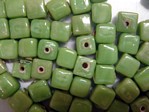 glass - 4731-037 - 8mm cube - op lime green x 1 KG