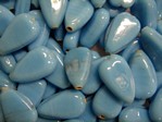 glass - 1813-296 - 15 x 10mm leaf - turquoise x 1 KG