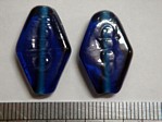 glass - 1823-006 - 22 x 14mm flat diamond - trans dark blue x 1 KG