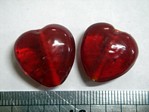 glass - 1828-001 - 18mm heart - transparent red x 1 KG