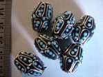 kashmiri beads - 15019 - blue/ black cones x 200 beads