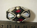 kashmiri beads - 15025 - large silver/red cones x 200 beads