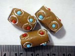 kashmiri beads - 15009 - brown tubes  x 200 beads