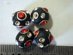 kashmiri beads - 15006 - 12mm red/black x 200 beads