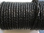 stringing - leather - 20 metre roll of 3mm braided leather - black